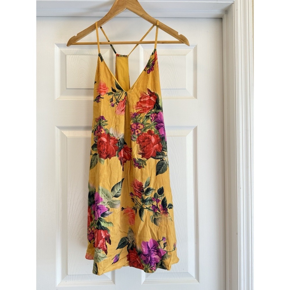 Alice + Olivia Mini Dress Womens 2 Yellow Floral Racerback NWT CC710Q87537